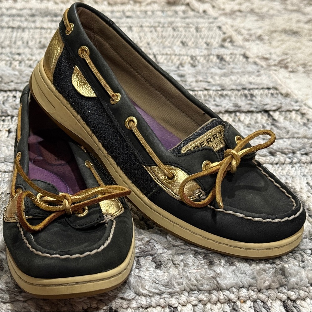 Sperry Women's Black and Gold Boat Shoes women’s